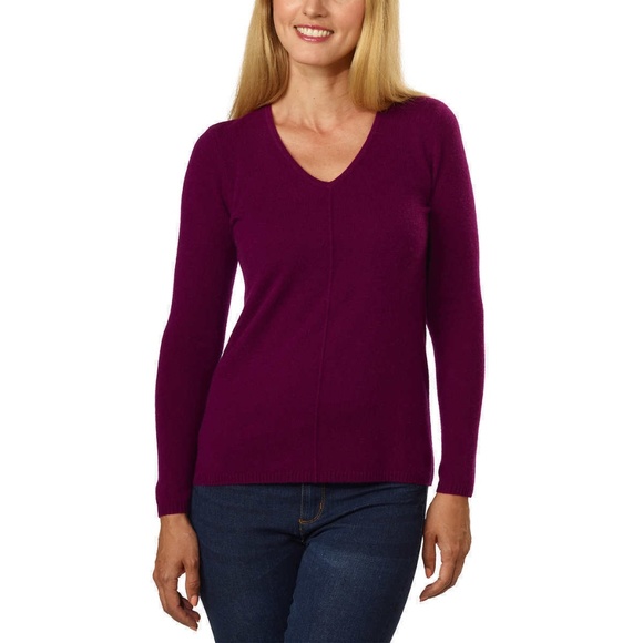 BELFORD Sweaters - Belford Ladies V-Neck Cashmere Long Sleeve Sweater